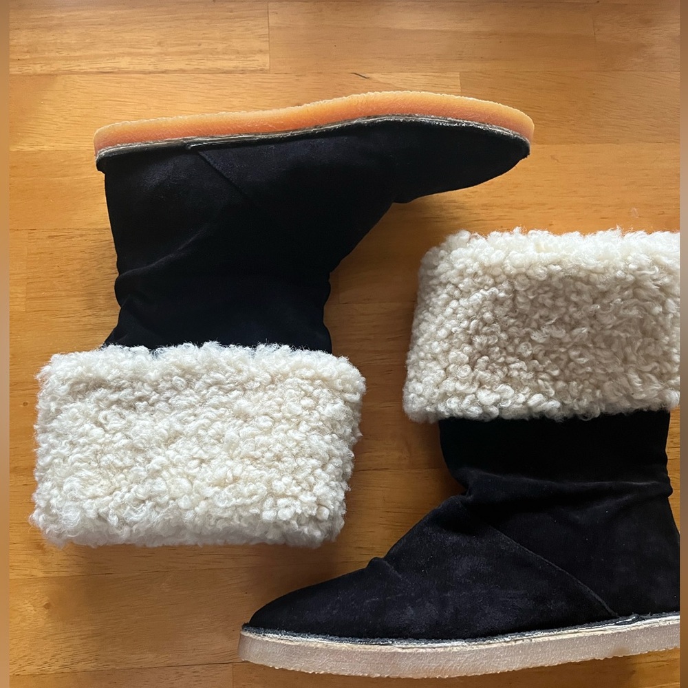 Stuart Weitzman NATA Boots shearling upper Black SZ 7